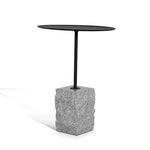 Kelvin 45cm Matte Black Side Table - Faceted Granite Marble Side Table NY-Core