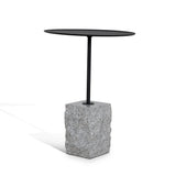 Kelvin 45cm Matte Black Side Table - Faceted Granite Marble Side Table NY-Core