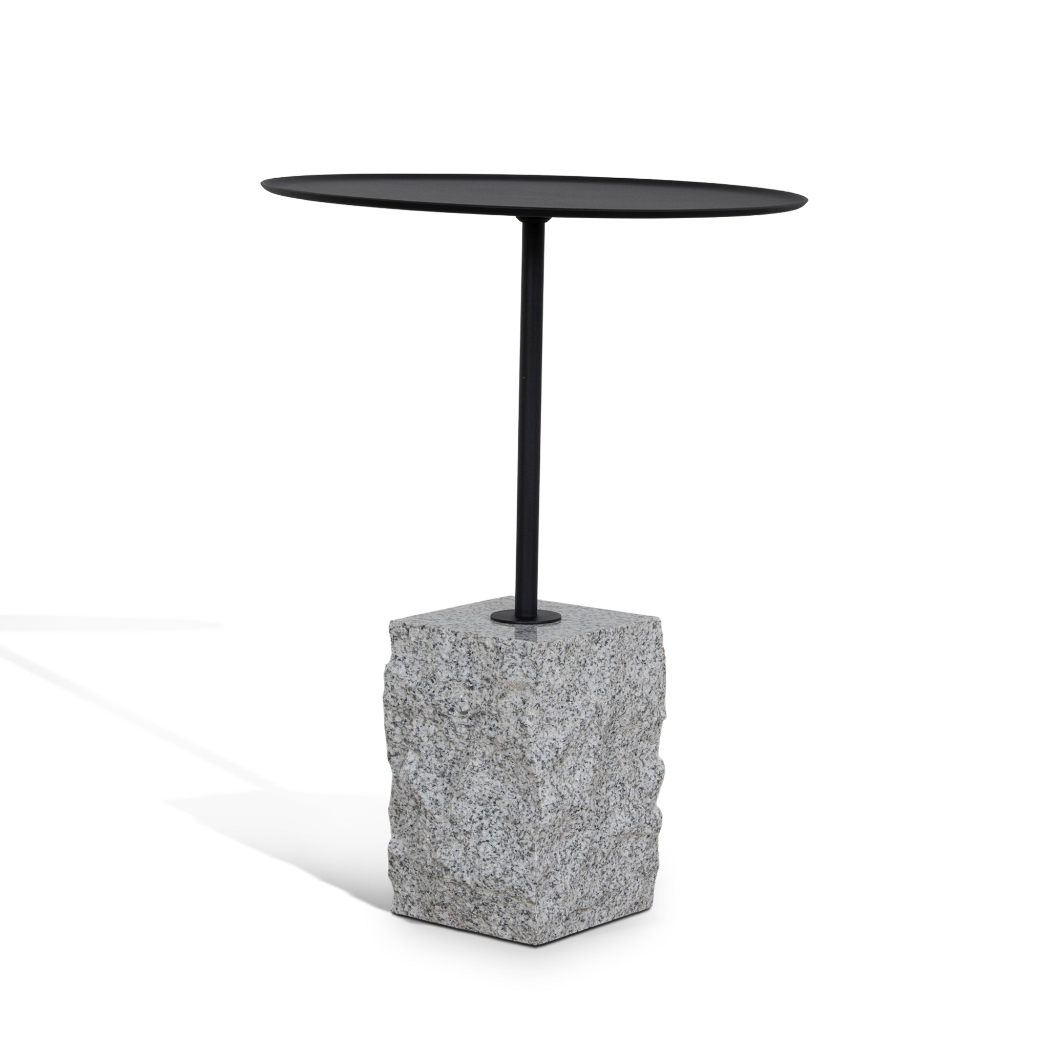 Kelvin 45cm Matte Black Side Table - Faceted Granite Marble Side Table NY-Core