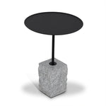 Kelvin 45cm Matte Black Side Table - Faceted Granite Marble Side Table NY-Core