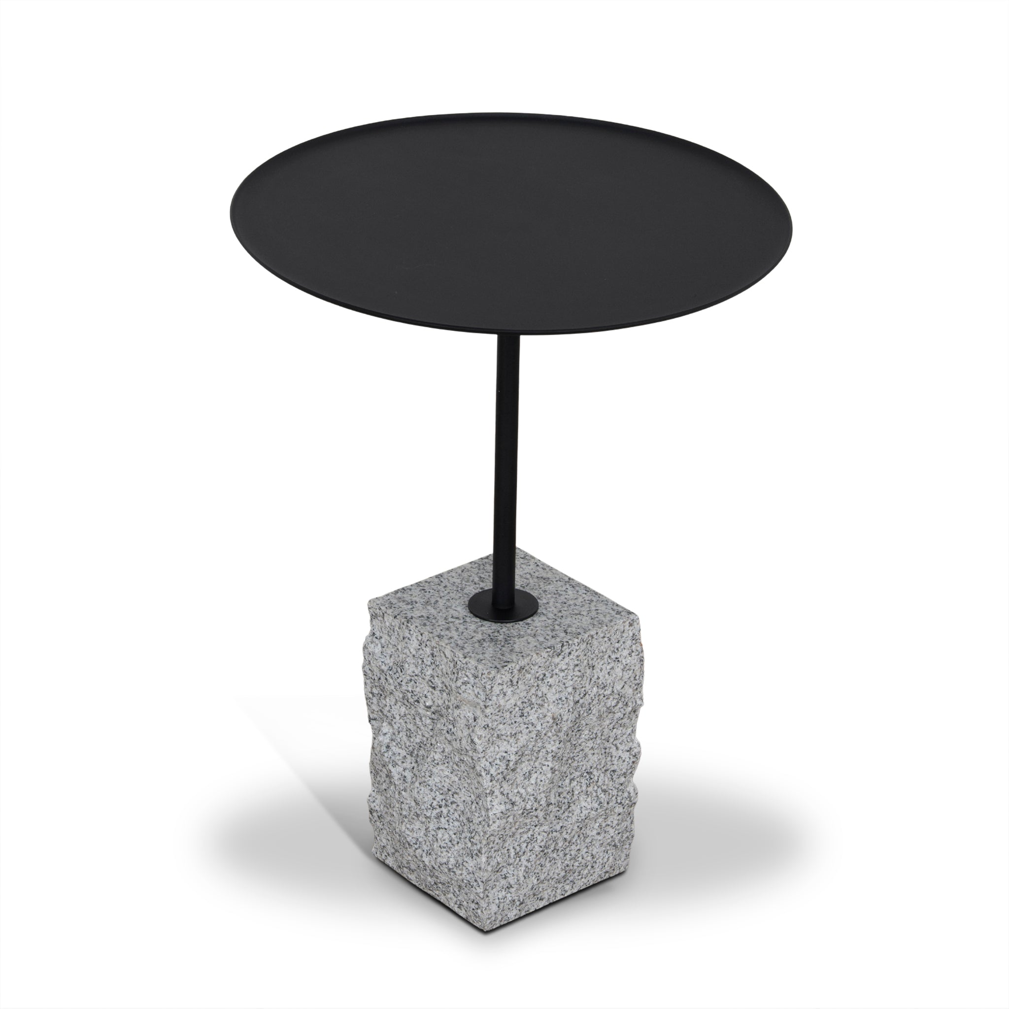 Kelvin 45cm Matte Black Side Table - Faceted Granite Marble Side Table NY-Core
