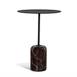 Pravina 45cm Matte Black Side Table - Rosso Levanto Marble Side Table NY-Core