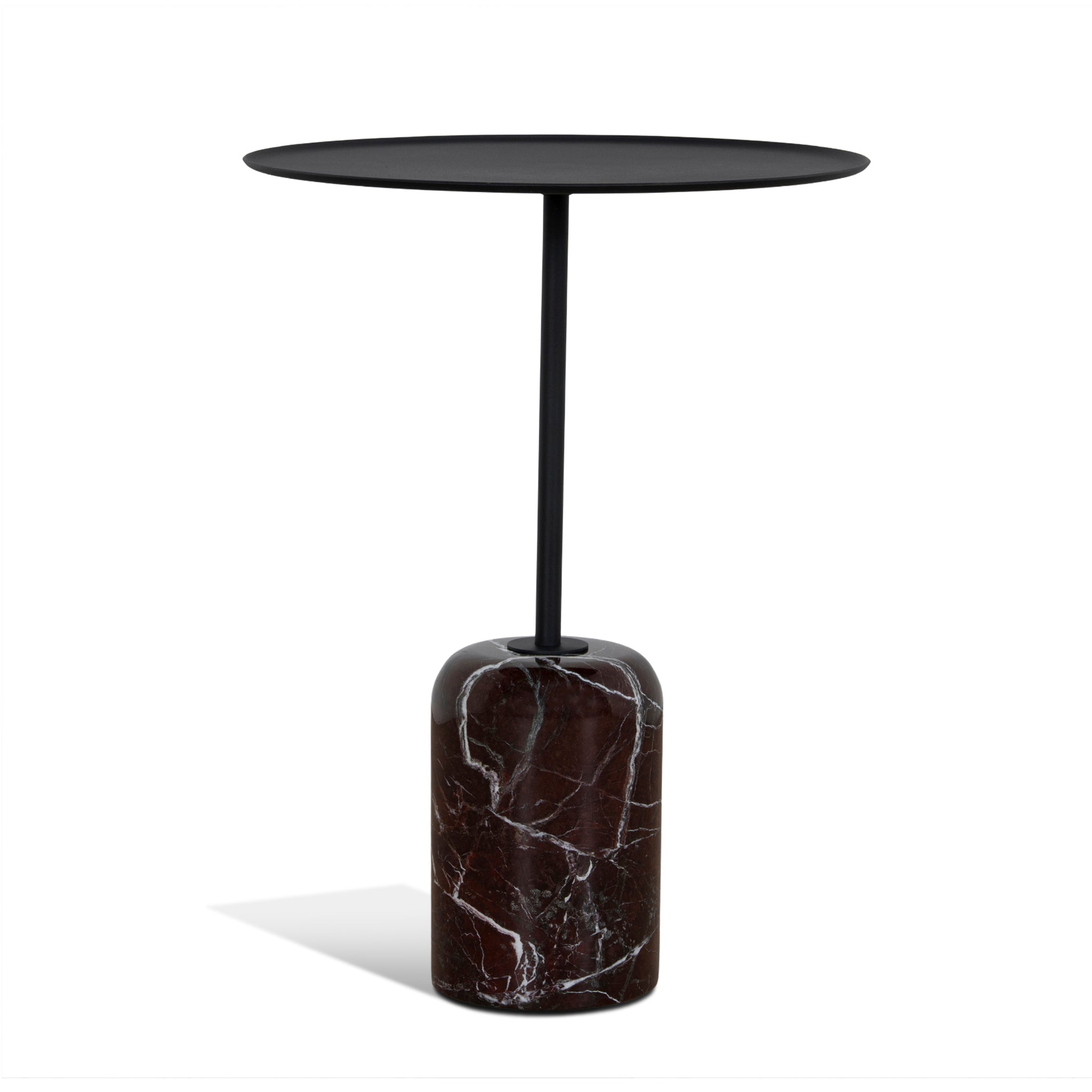 Pravina 45cm Matte Black Side Table - Rosso Levanto Marble Side Table NY-Core