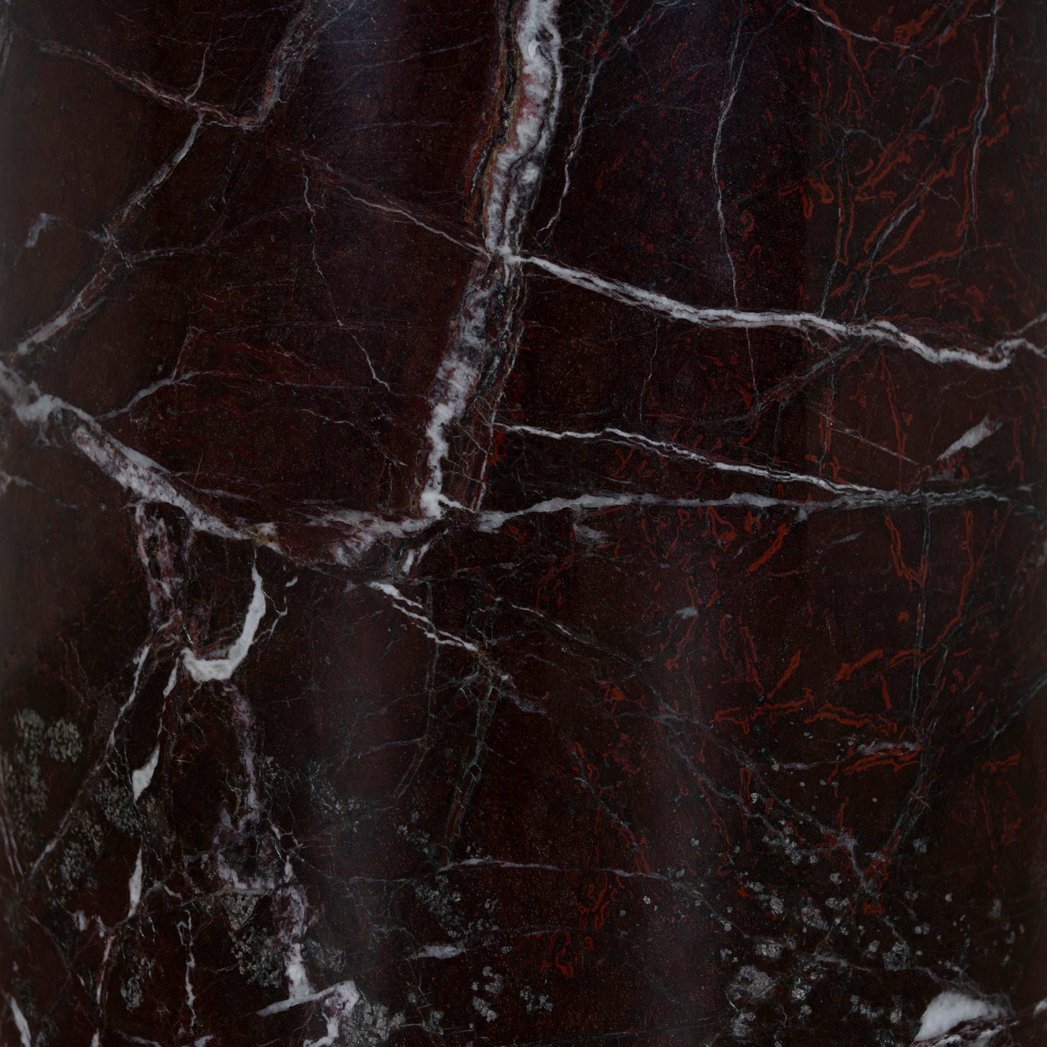 Pravina 45cm Matte Black Side Table - Rosso Levanto Marble Side Table NY-Core