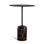Pravina 45cm Matte Black Side Table - Rosso Levanto Marble Side Table NY-Core