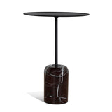 Pravina 45cm Matte Black Side Table - Rosso Levanto Marble Side Table NY-Core