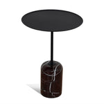 Pravina 45cm Matte Black Side Table - Rosso Levanto Marble Side Table NY-Core