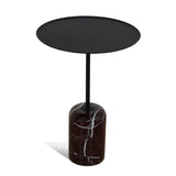 Pravina 45cm Matte Black Side Table - Rosso Levanto Marble Side Table NY-Core