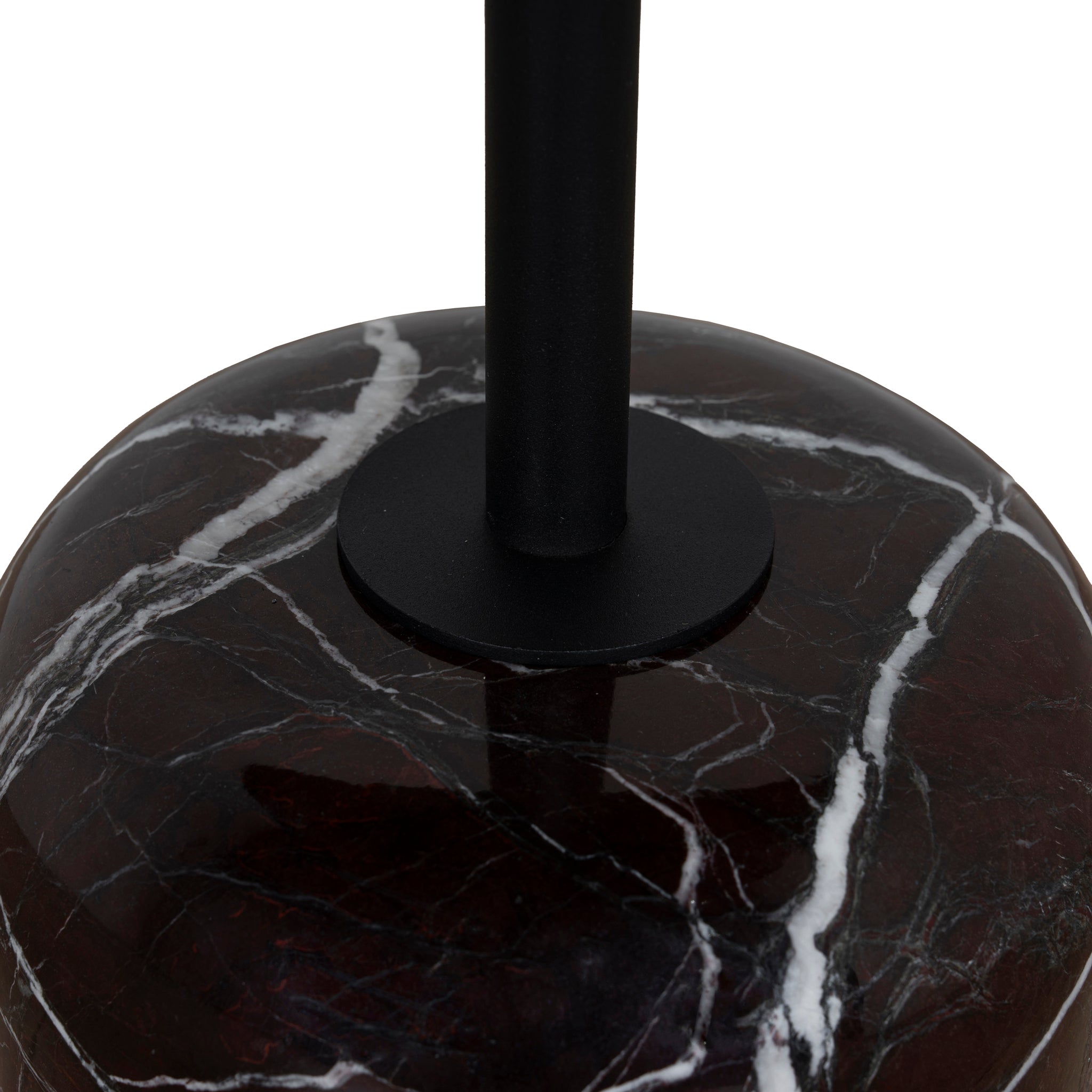 Pravina 45cm Matte Black Side Table - Rosso Levanto Marble Side Table NY-Core