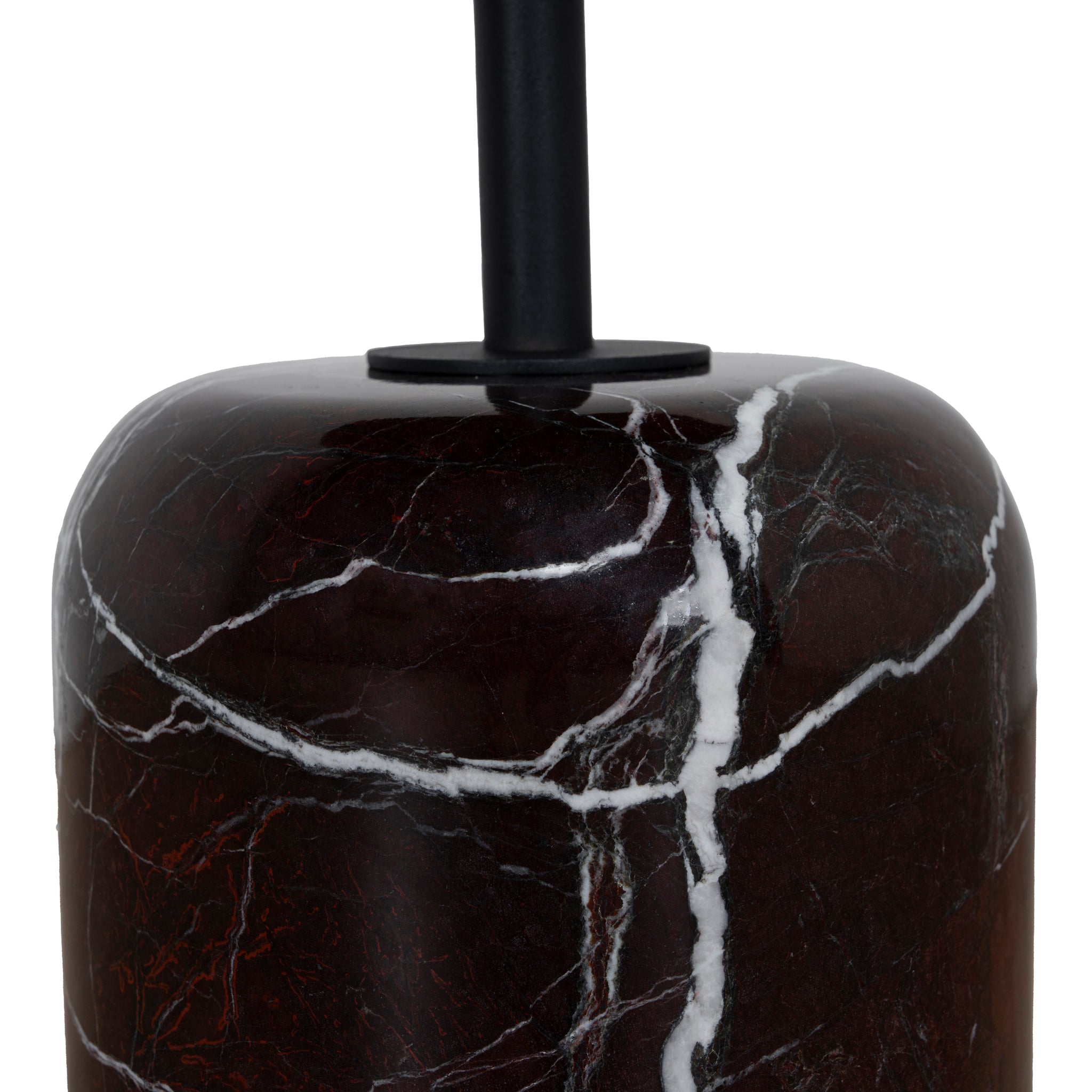 Pravina 45cm Matte Black Side Table - Rosso Levanto Marble Side Table NY-Core