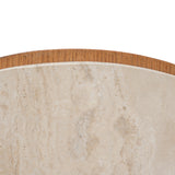 Bastia 50cm Round Travertine Side Table - Natural