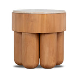 Bastia 50cm Round Travertine Side Table - Natural