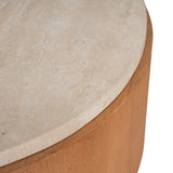Bastia 50cm Round Travertine Side Table - Natural