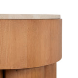 Bastia 50cm Round Travertine Side Table - Natural