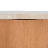 Bastia 50cm Round Travertine Side Table - Natural