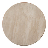 Bastia 50cm Round Travertine Side Table - Natural