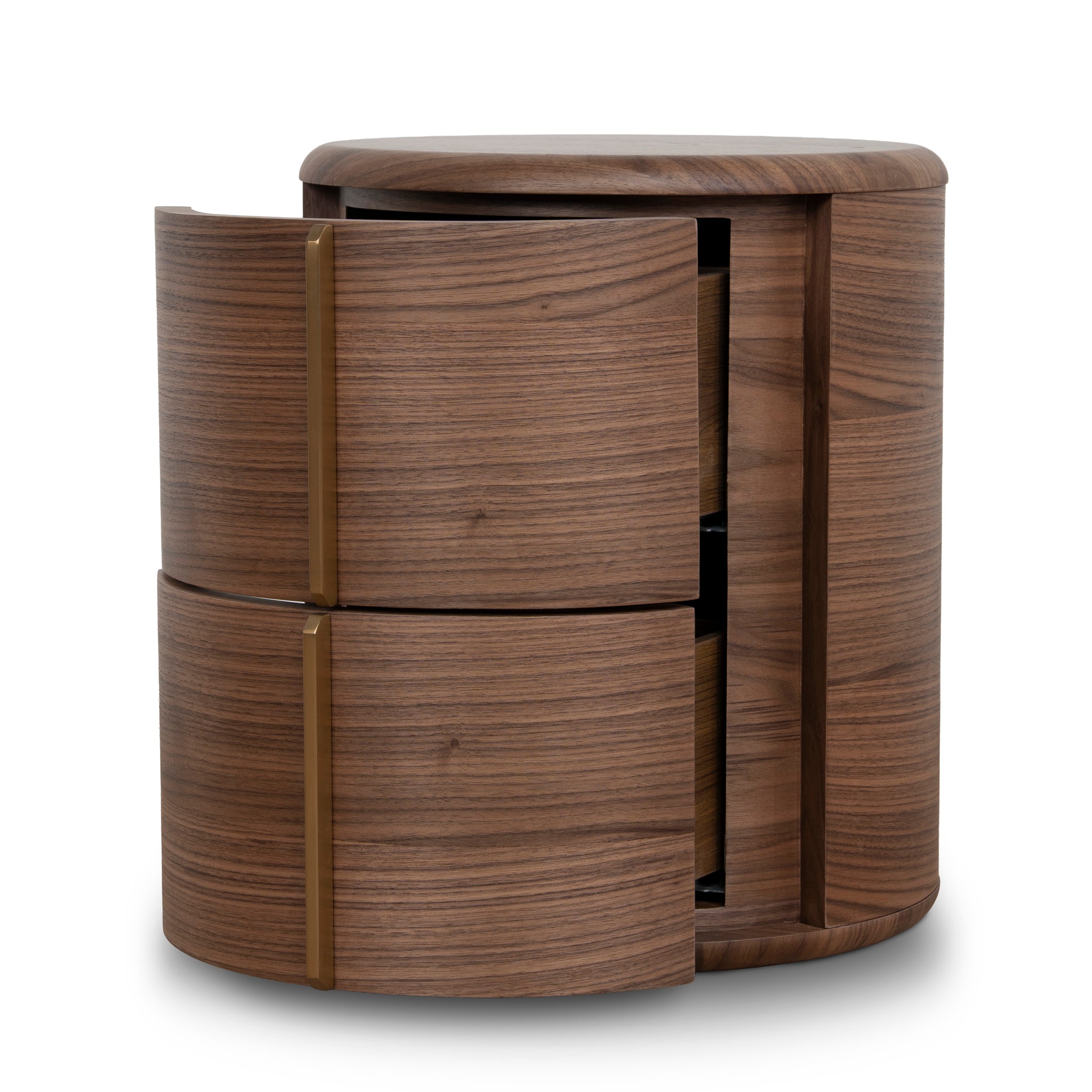 Leonard 46cm Round Bedside Table - Walnut Bedside Table Century-Core