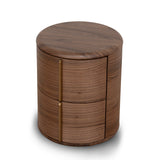 Leonard 46cm Round Bedside Table - Walnut Bedside Table Century-Core