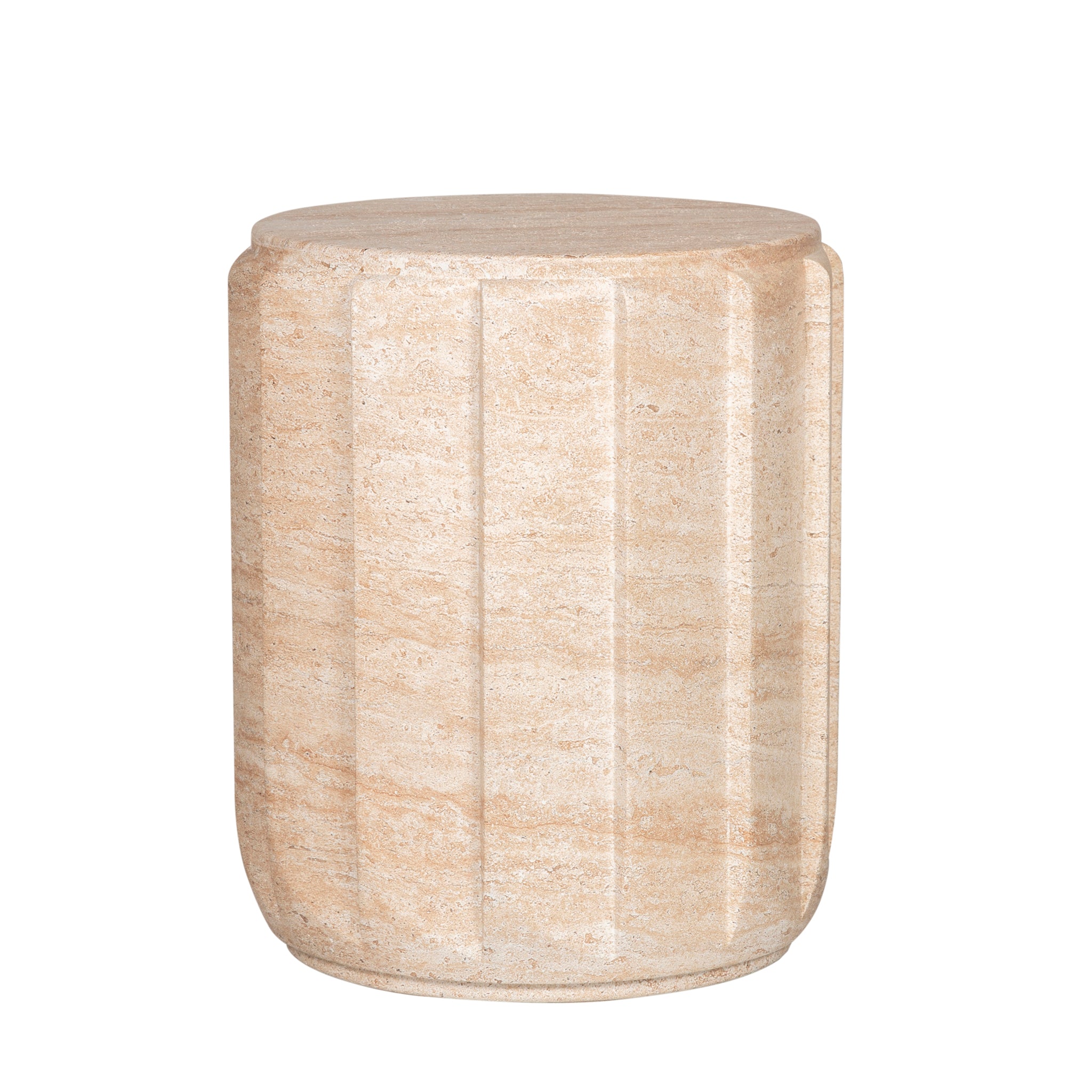 Etrusca 38cm Stool Side Table - Light Travertine Look Side Table Concrete-Core