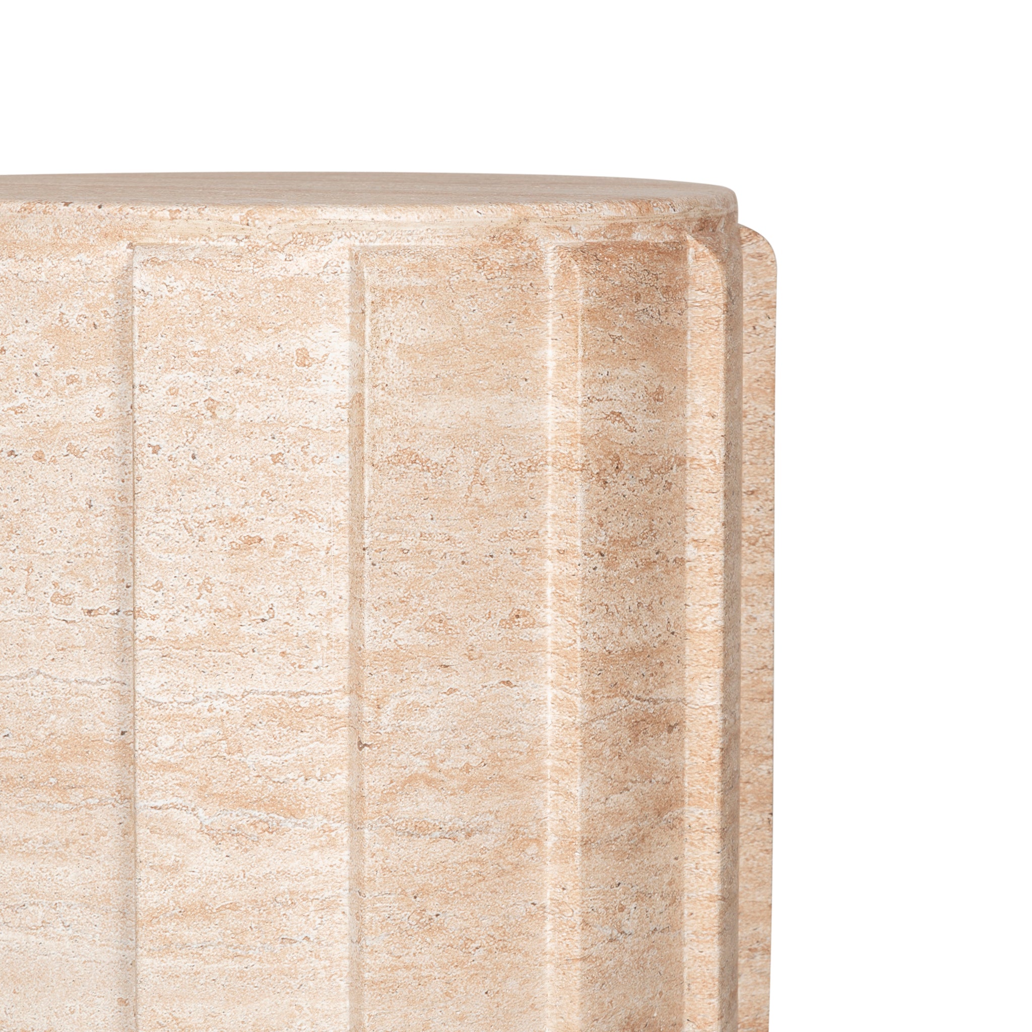 Etrusca 38cm Stool Side Table - Light Travertine Look Side Table Concrete-Core