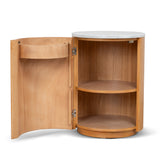 Ex Display - Vionne Round Bedside Table - Natural Bedside Table Nicki-Core