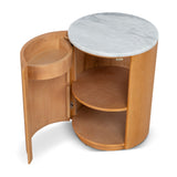 Ex Display - Vionne Round Bedside Table - Natural Bedside Table Nicki-Core