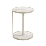 Arvenzo Beige Glass Side Table - Warm Grey Side Table Iggy-Core