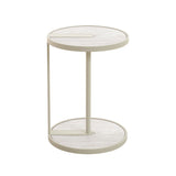 Arvenzo Beige Glass Side Table - Warm Grey Side Table Iggy-Core