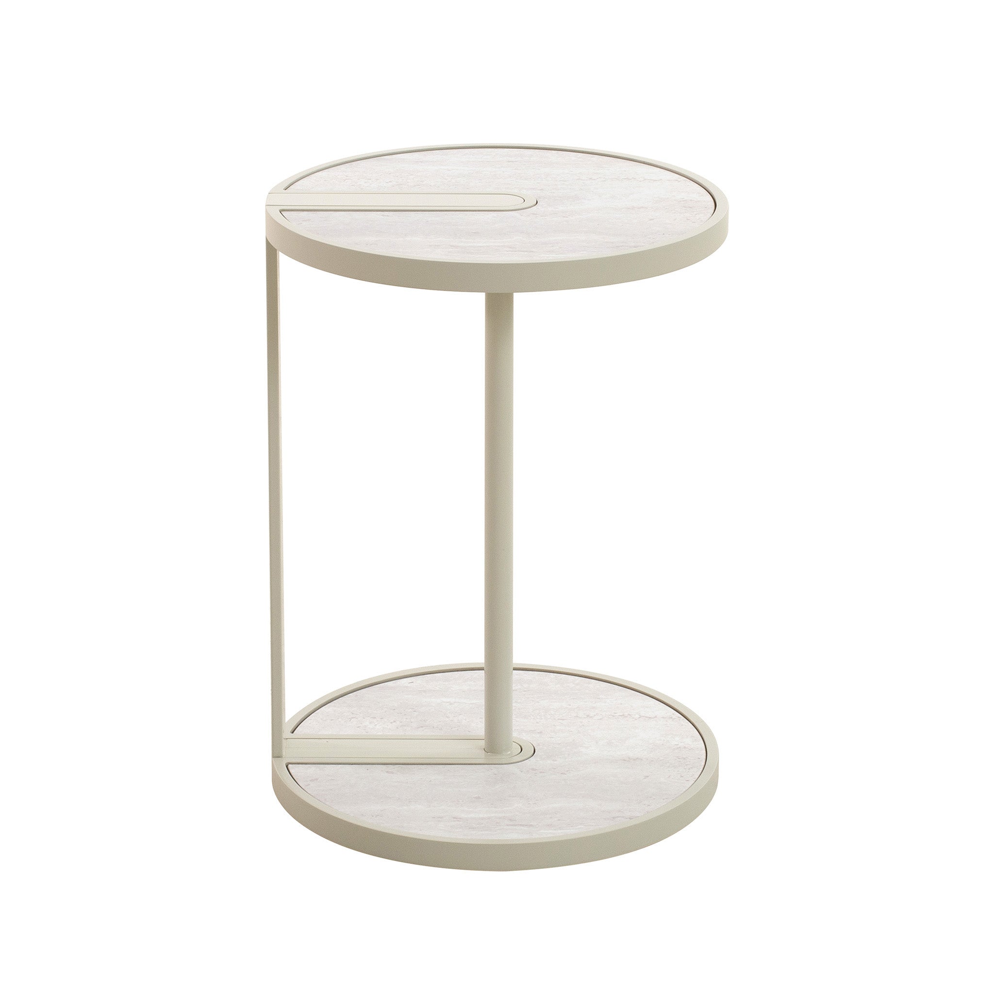 Arvenzo Beige Glass Side Table - Warm Grey Side Table Iggy-Core