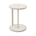 Arvenzo Beige Glass Side Table - Warm Grey Side Table Iggy-Core