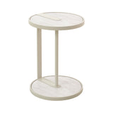 Arvenzo Beige Glass Side Table - Warm Grey Side Table Iggy-Core