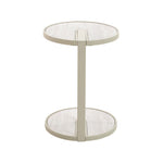 Arvenzo Beige Glass Side Table - Warm Grey Side Table Iggy-Core