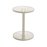 Arvenzo Beige Glass Side Table - Warm Grey Side Table Iggy-Core