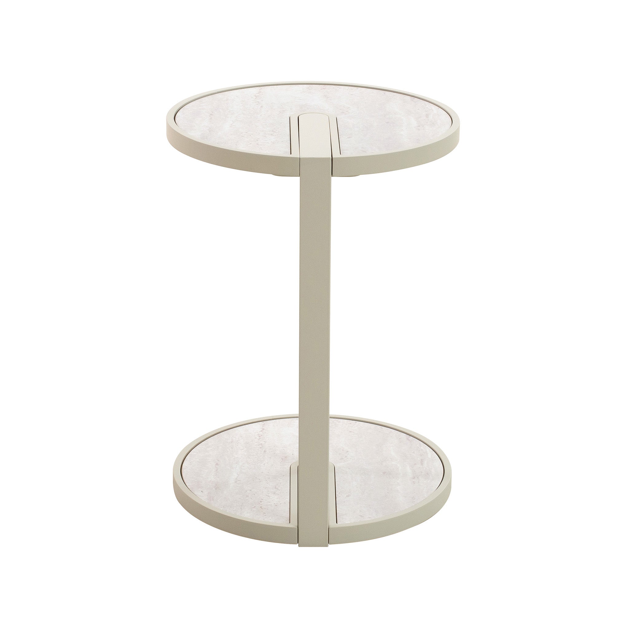Arvenzo Beige Glass Side Table - Warm Grey Side Table Iggy-Core