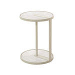 Arvenzo Beige Glass Side Table - Warm Grey Side Table Iggy-Core
