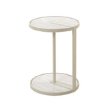 Arvenzo Beige Glass Side Table - Warm Grey Side Table Iggy-Core