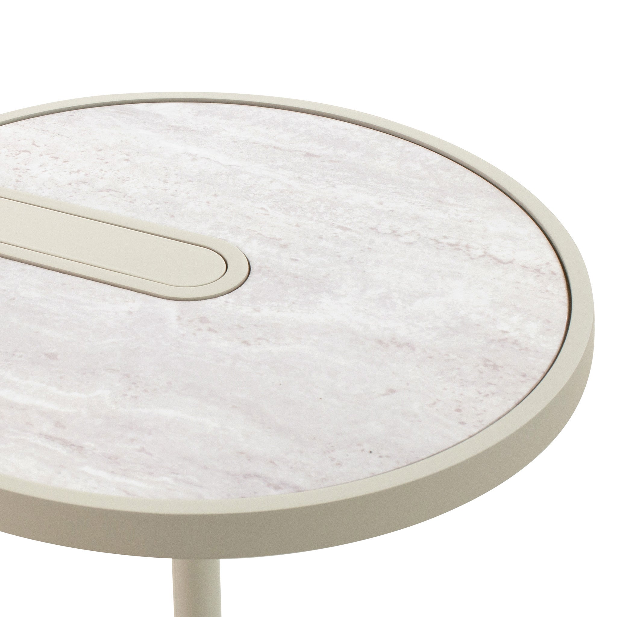 Arvenzo Beige Glass Side Table - Warm Grey Side Table Iggy-Core