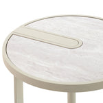 Arvenzo Beige Glass Side Table - Warm Grey Side Table Iggy-Core