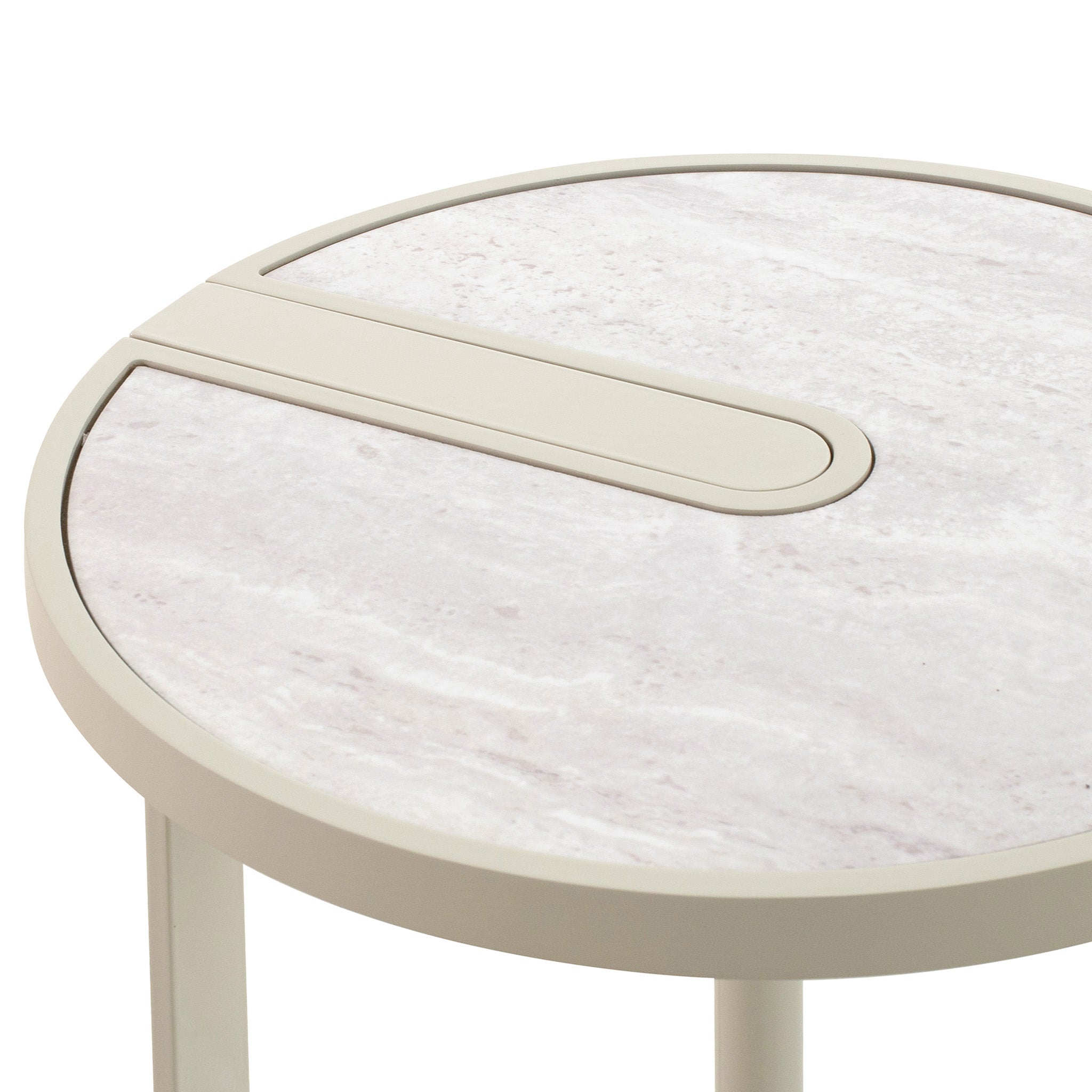 Arvenzo Beige Glass Side Table - Warm Grey Side Table Iggy-Core