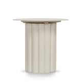 Belvano 50cm Outdoor Round Side Table - Cream White Dining Table Kito-Core