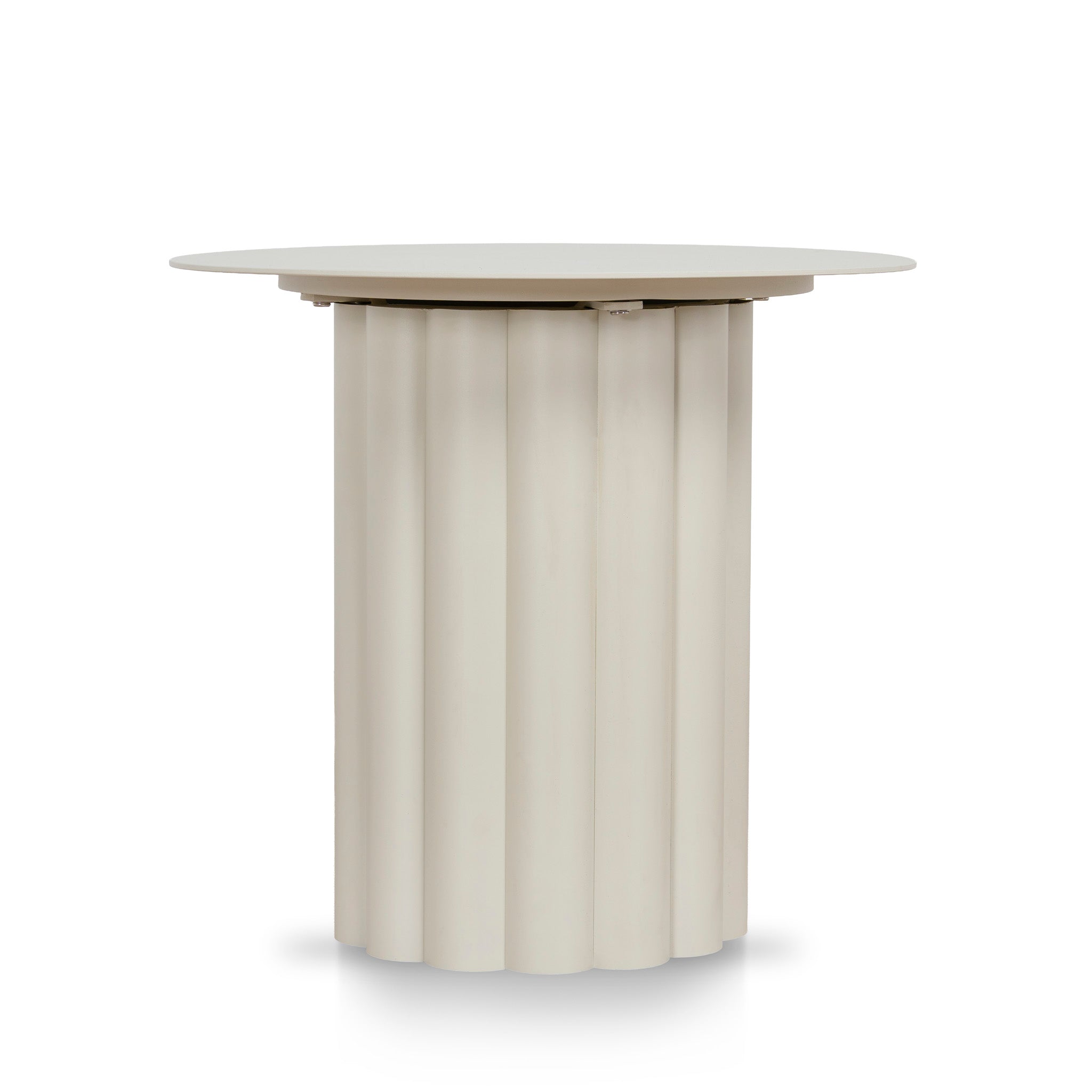 Belvano 50cm Outdoor Round Side Table - Cream White Dining Table Kito-Core