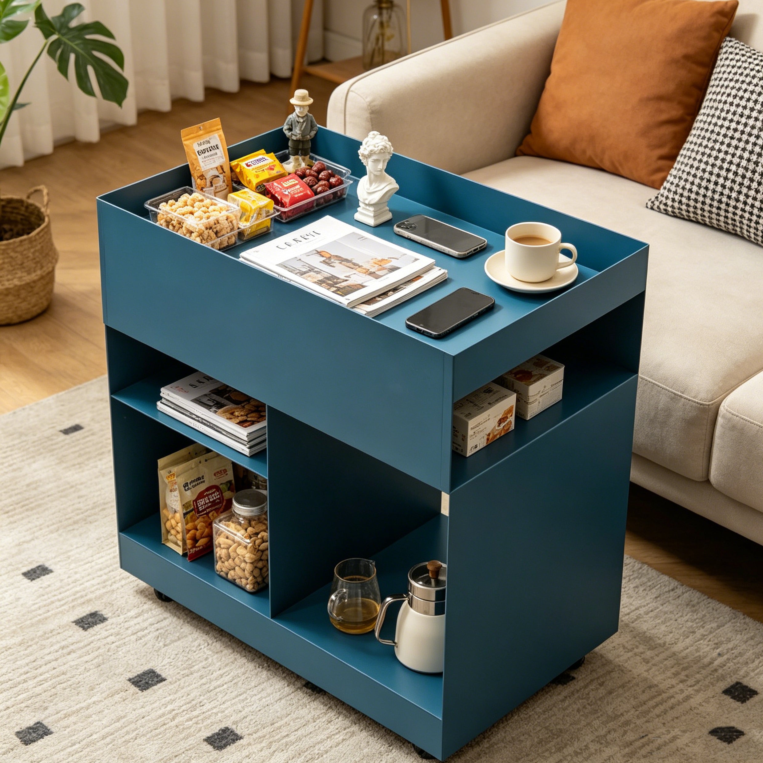 Breska 60cm Side Table - Navy Blue Bo Craft-Core