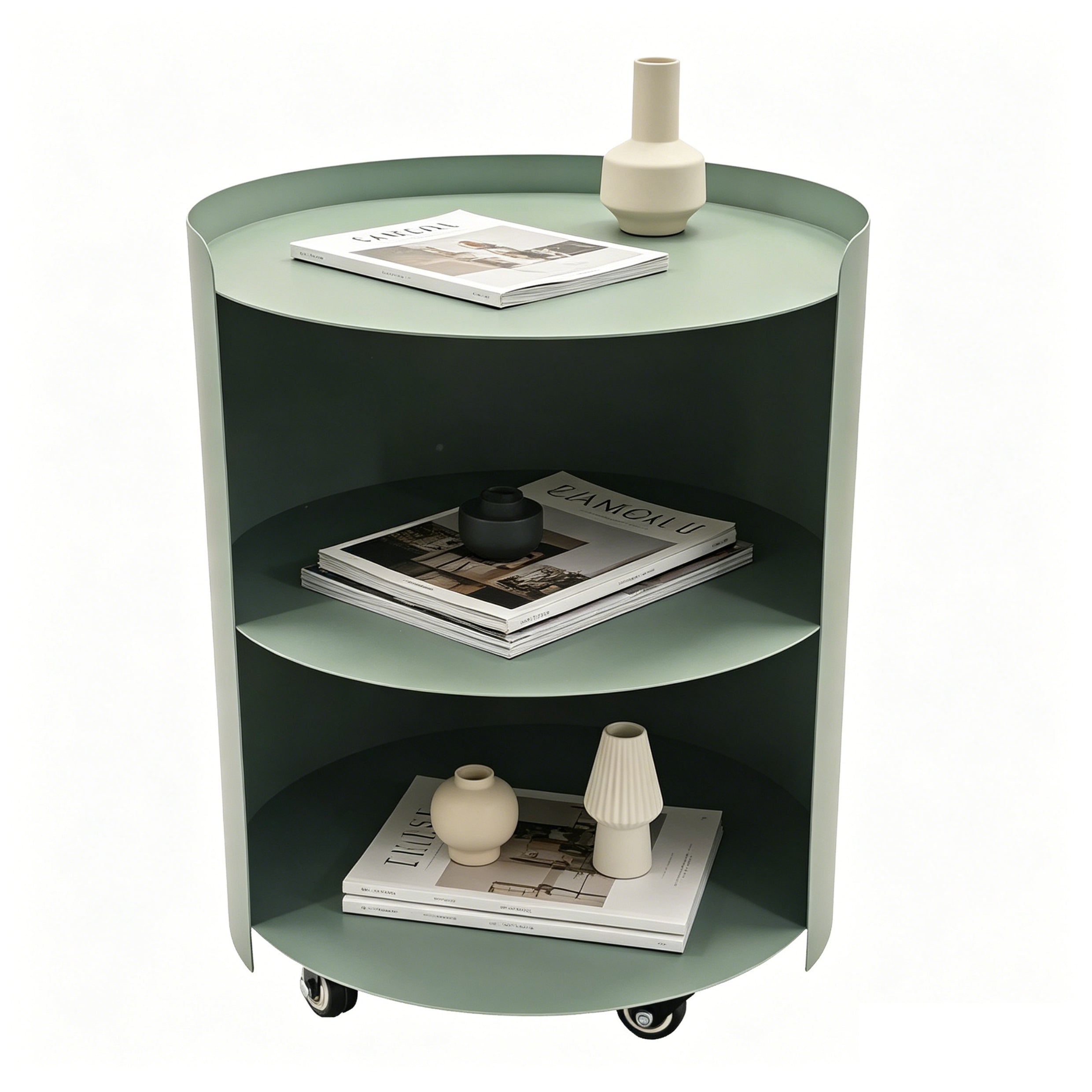 Morena 37cm Round Side Table - Sage Green Bo Craft-Core