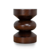Zavala 35cm Round Wooden Side Table - Walnut Side Table Rebhi-Core