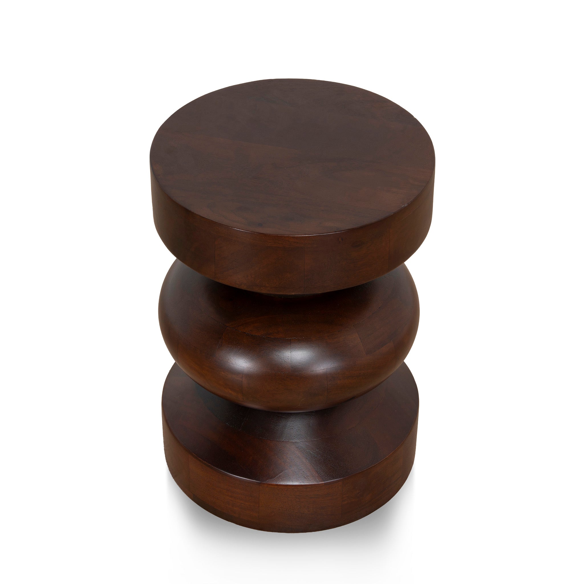 Zavala 35cm Round Wooden Side Table - Walnut Side Table Rebhi-Core