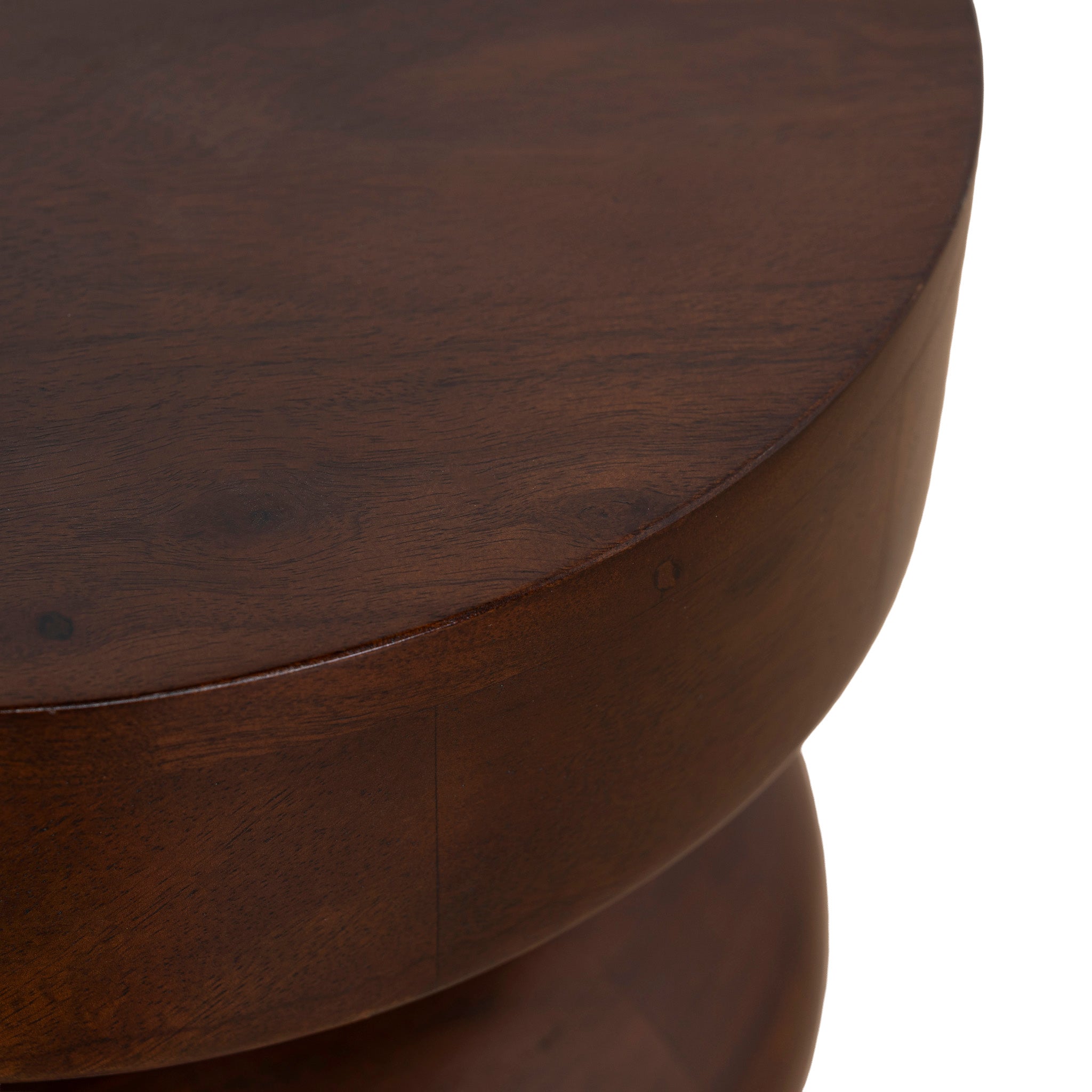 Zavala 35cm Round Wooden Side Table - Walnut Side Table Rebhi-Core