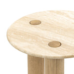 Rovelle 45cm Round Travertine Side Table - Cream & Natural Oak Side Table Eastern-Local