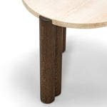 Sorvane 57cm Round Travertine Side Table - Cream & Brown Oak Side Table Eastern-Local