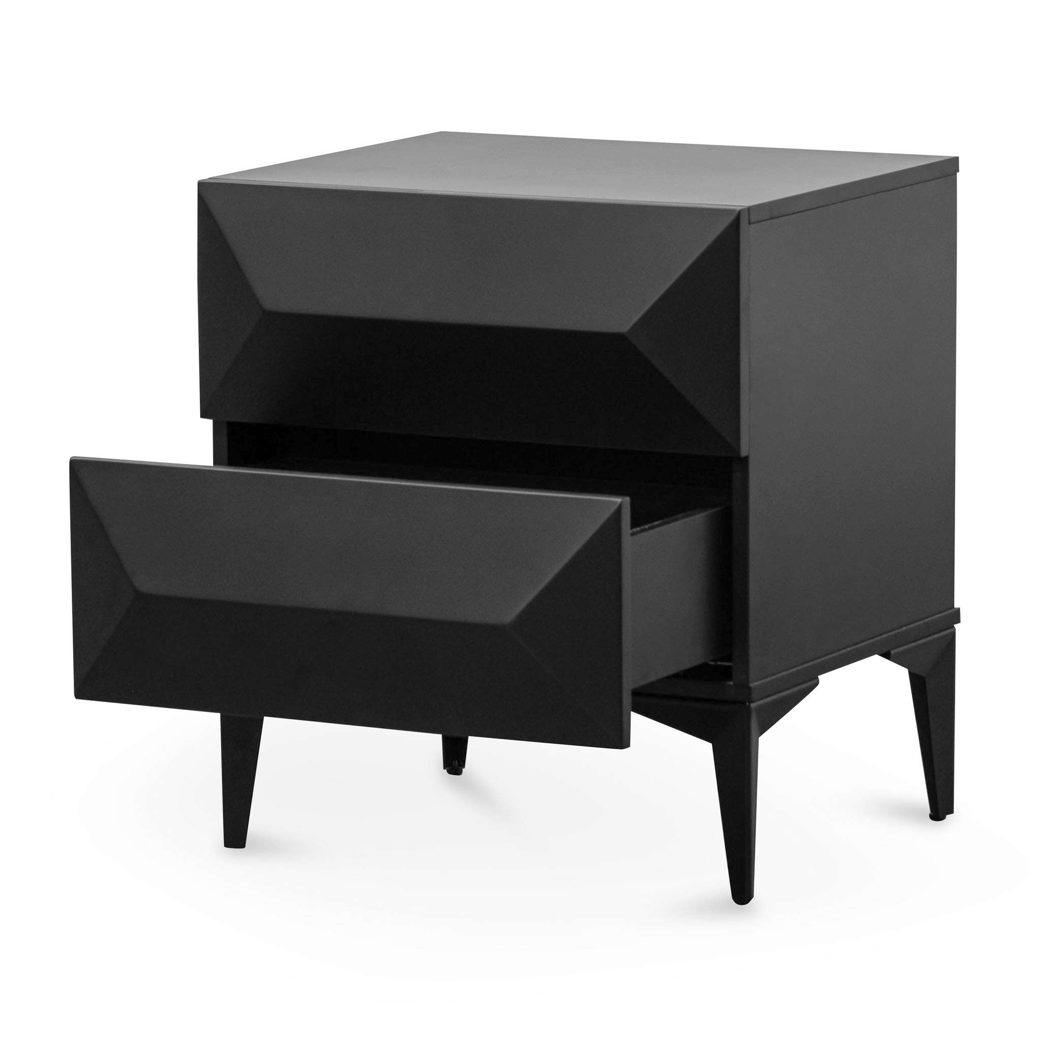 Ex Display - Wooden Side Table - Matte Black with Black Legs Bedside Table Iggy-Core