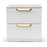 Ex Display - Nelda Bedside Table - White with Marble Top Bedside Table Century-Core